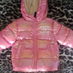 Pink Hooded Puffer Jacket